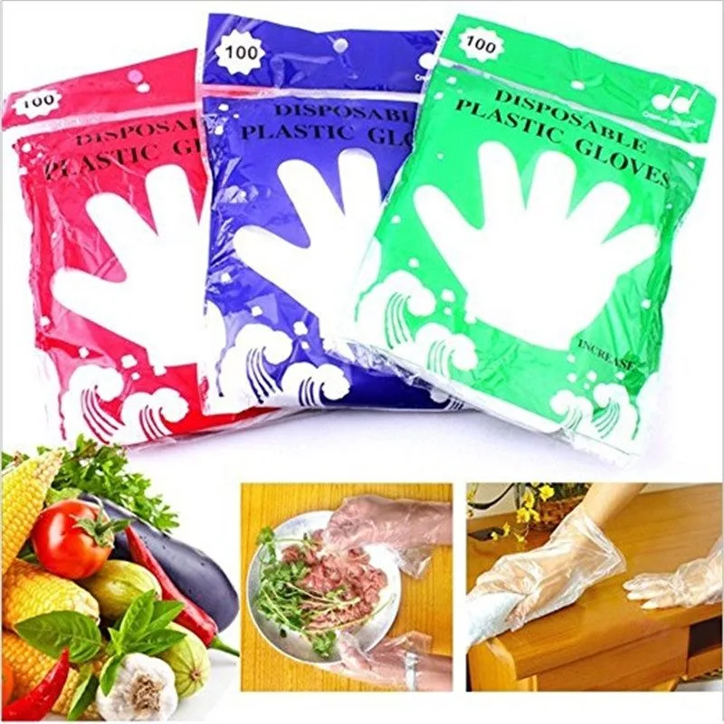 100pcs Transparent Disposable Glove for Hairdressing and Food Handling