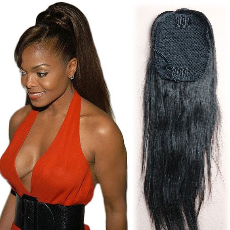 100 Human Hair Ponytails 7A Brazilian Virgin Hair Straight Ponytail Hair Extension With Combs