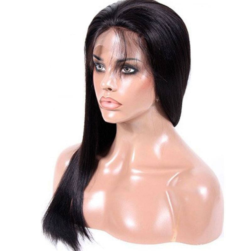 Beauty Light Yaki Straight Full Lace Wig Black Hair 100 Human Hair Wigs Bleached Knots for Women