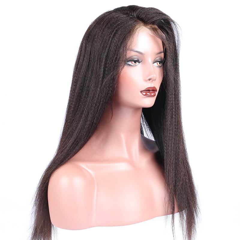 Italian Yaki Straight Glueless Full Lace Human Hair Wigs For Black Women Malaysian Hair Lace Frontal Wig