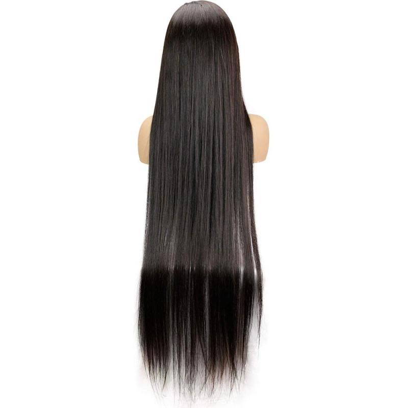 28-40inch Long Hair Brazilian Virgin Human Hair Full Lace Wigs with Baby Hair Silk Straight Natural Black Color for Black Women