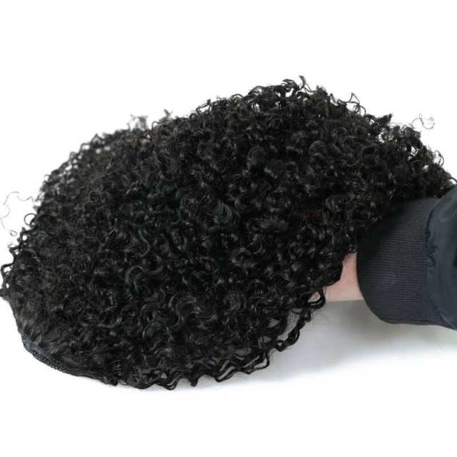 3B 3C Clip In Brazilian Human Hair Kinky Curly Ponytail Extensions Natural Color
