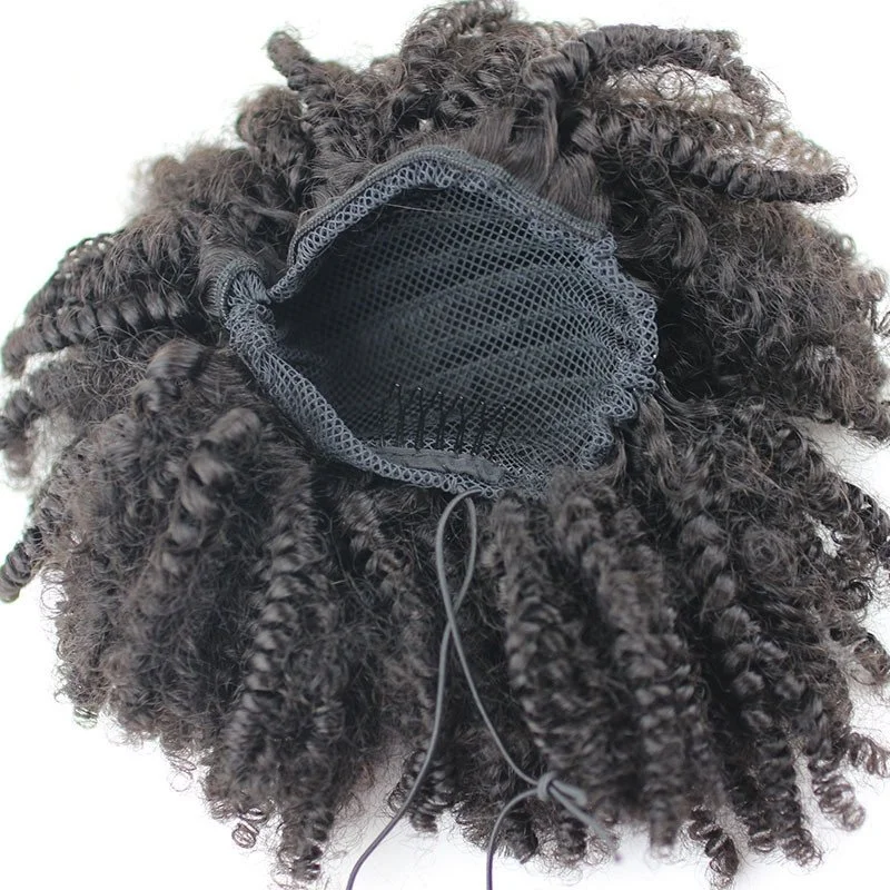 100 Human Hair Ponytails 7A Brazilian Virgin Hair afro kinky curly Ponytail Hair Extension With Combs