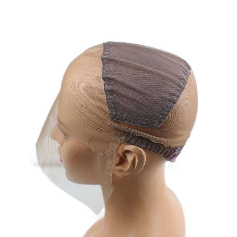 Full Lace Wig Cap for Making Wigs Swiss Lace Medium Brown Color for Wig Making (Full Lace Cap with Adjustable Straps)