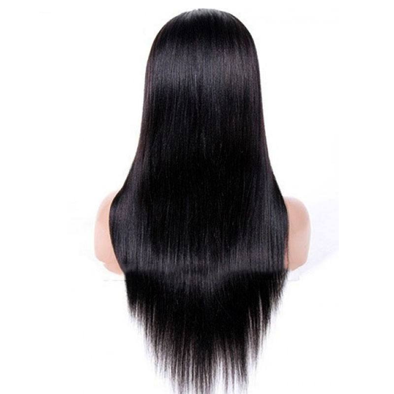 Beauty Light Yaki Straight Full Lace Wig Black Hair 100 Human Hair Wigs Bleached Knots for Women