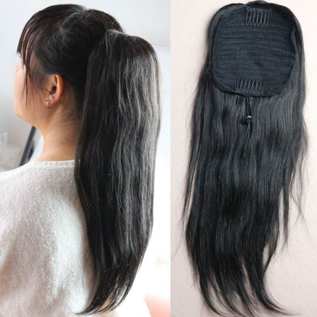 100 Human Hair Ponytails 7A Brazilian Virgin Hair Straight Ponytail Hair Extension With Combs