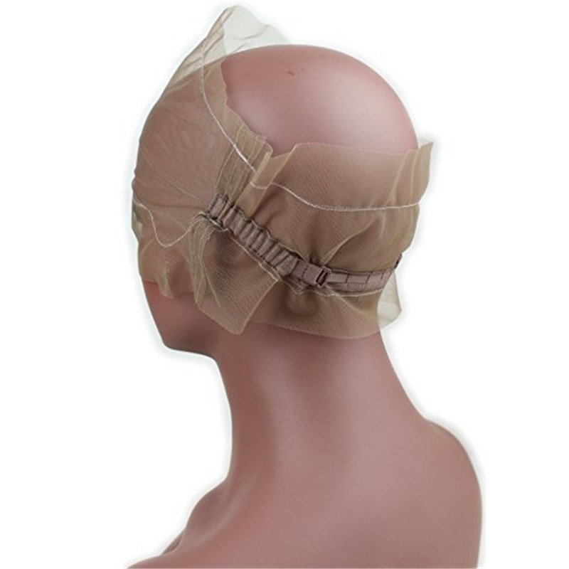 360 Full Lace Wig Cap for Making Wigs Swiss and French Lace Hair Net with ear to ear Stretch Medium Brown Color for Wig Making