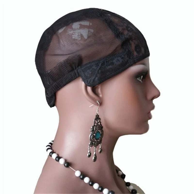 Glueless Lace Wig Caps For Making Wigs Stretch Lace With Adjustable Straps Back Weaving Cap Black Color