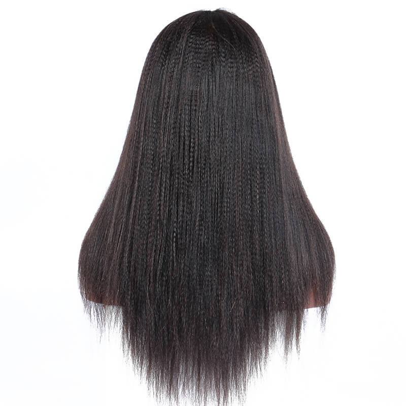 Italian Yaki Straight Glueless Full Lace Human Hair Wigs For Black Women Malaysian Hair Lace Frontal Wig