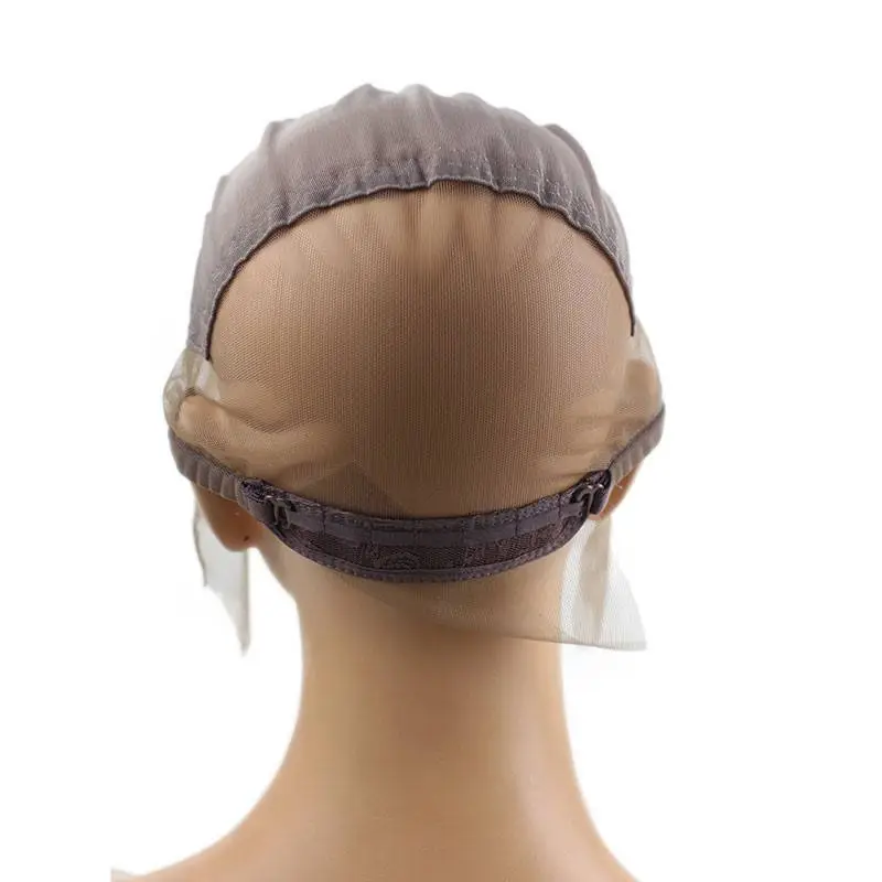 Full Lace Wig Cap for Making Wigs Swiss Lace Medium Brown Color for Wig Making (Full Lace Cap with Adjustable Straps)