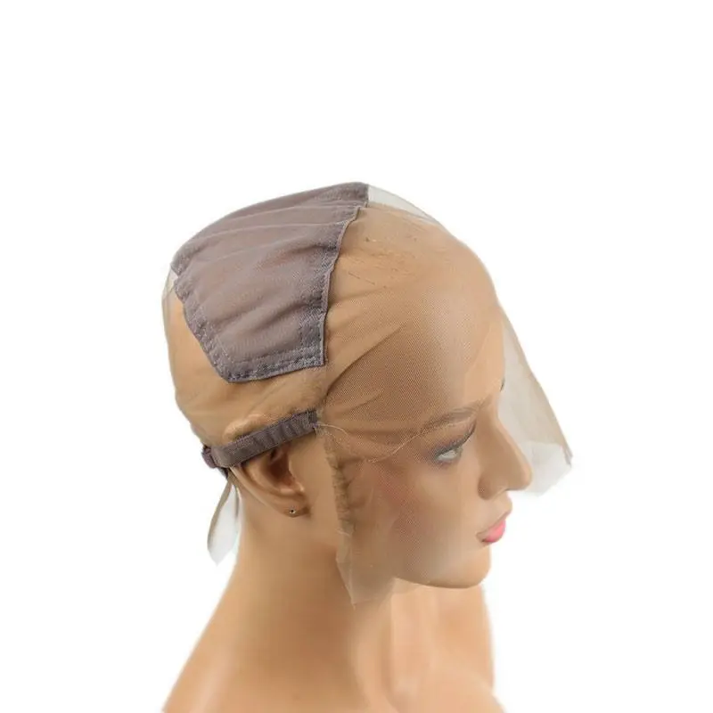 Full Lace Wig Cap for Making Wigs Swiss Lace Medium Brown Color for Wig Making (Full Lace Cap with Adjustable Straps)