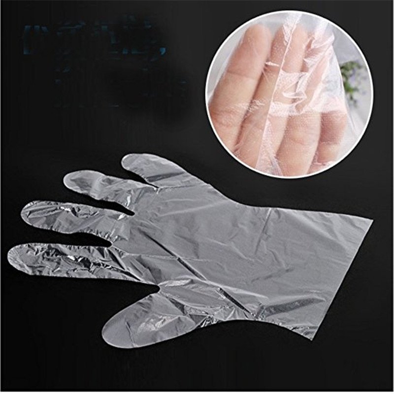 100pcs Transparent Disposable Glove for Hairdressing and Food Handling