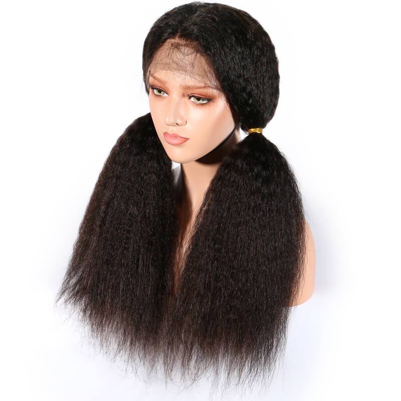 Full Glueless Lace Wigs With Baby Hair 130% Density Natural Hairline Kinky Straight Virgin Human Hair For Black Women Wigs