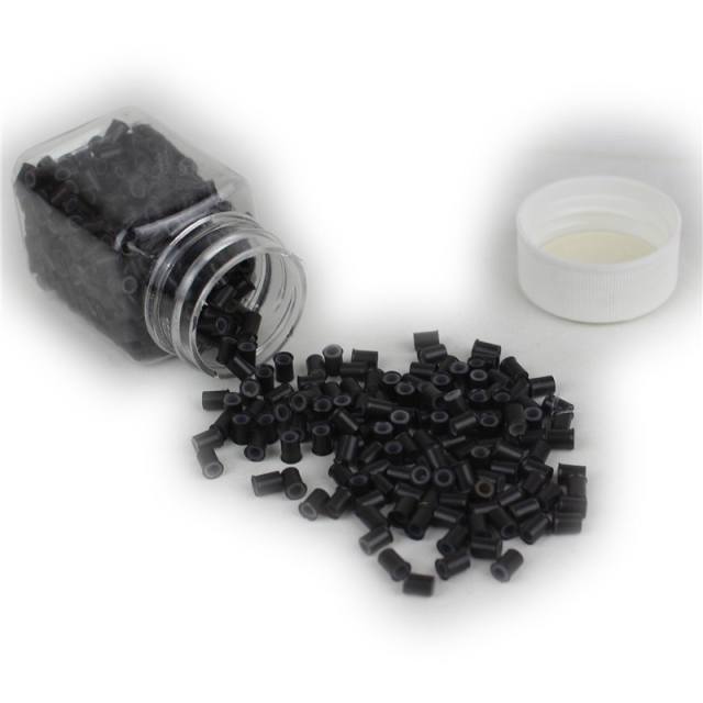 1000 Pcs Black Silver Material 5mm Silicone Lined Micro Rings Links Beads Linkies For I Tip Hair Extensions