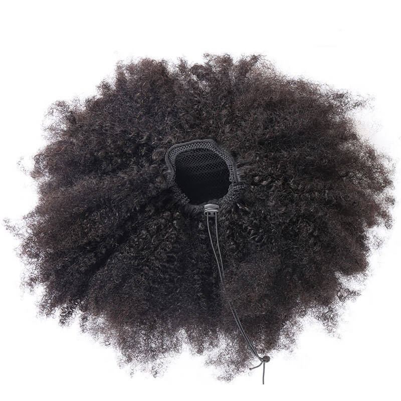 Natural Black Remy Hair Afro Kinky Curly Ponytail For Women Clip In Ponytails Human Hair