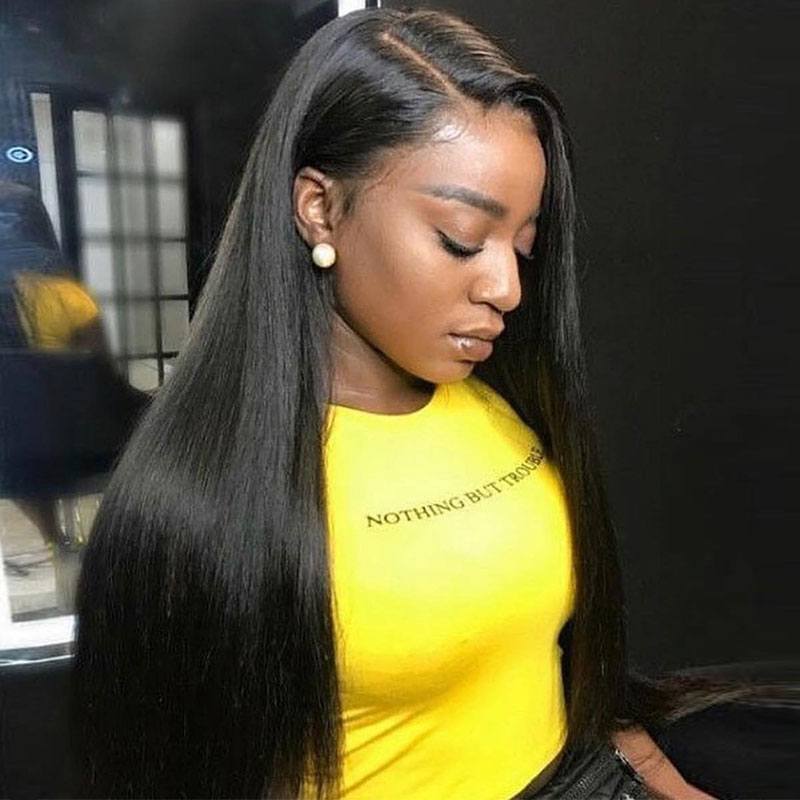 Pre-Made Fake Scalp Glueless Full Lace Wigs Human Hair With Pre Plucked Baby Hair Brazilian Straight