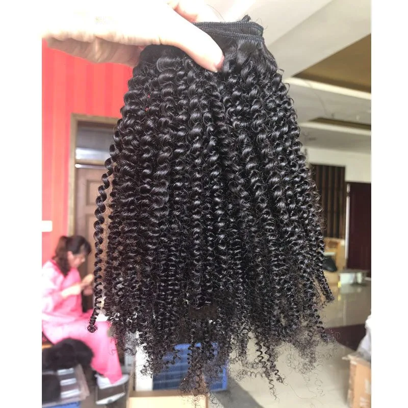 Grade 12A Virgin Hair Extension Kinky Curly Wholesale, Raw Mongolian Kinky Curly Human Hair No Tangle No Shedding
