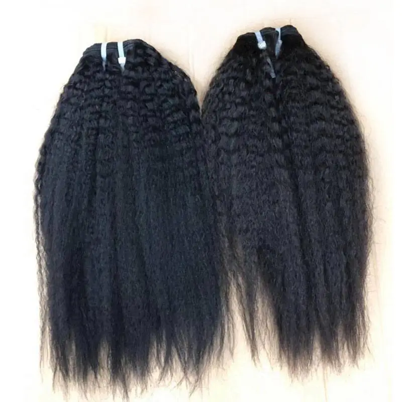 Kinky Straight Virgin Human Hair Mongolian Kinky Straight Human Hair Weave Bundles 8"-40" In Stock