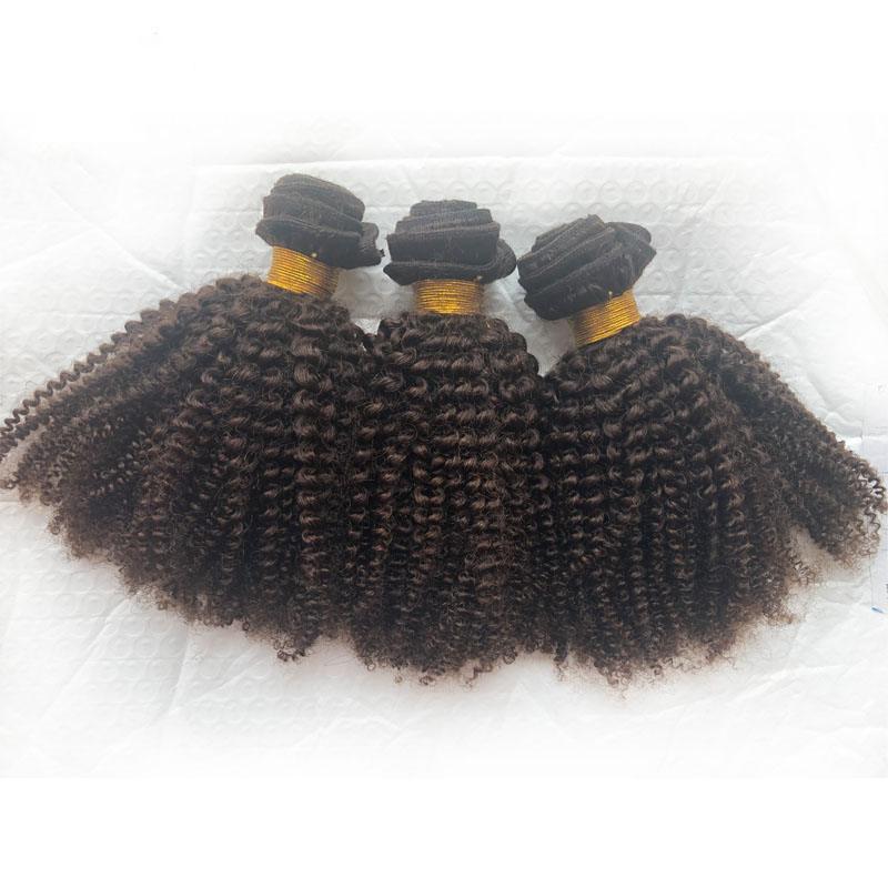 Sale 4A 4B Virgin Human Afro Kinky Hair Weave Bundles Top Grade 8"-40" Mongolian Kinky Curly Brown Hair Extension
