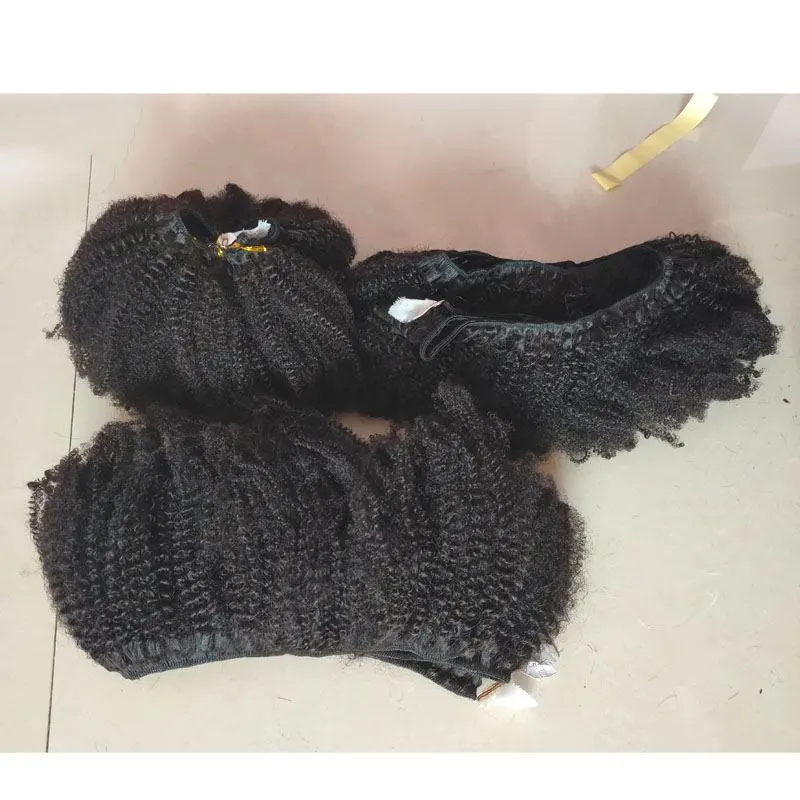 Sale Grade 12A Cuticle Alinged Unprocessed Virgin Afro Kinky Human Hair 4C Mongolian Kinky Curly Hair Weave 8"-24"