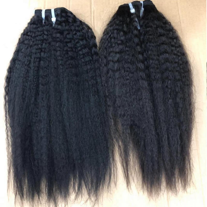 Big Stock Kinky Straight Weave Hair Natural Color Human Hair, Full Cuticle Aligned Kinky Straight Hair Grade 12A Virgin Hair