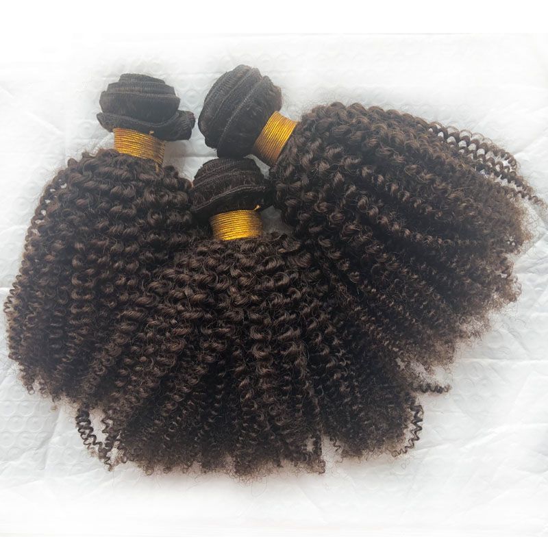 Sale 4A 4B Virgin Human Afro Kinky Hair Weave Bundles Top Grade 8"-40" Mongolian Kinky Curly Brown Hair Extension