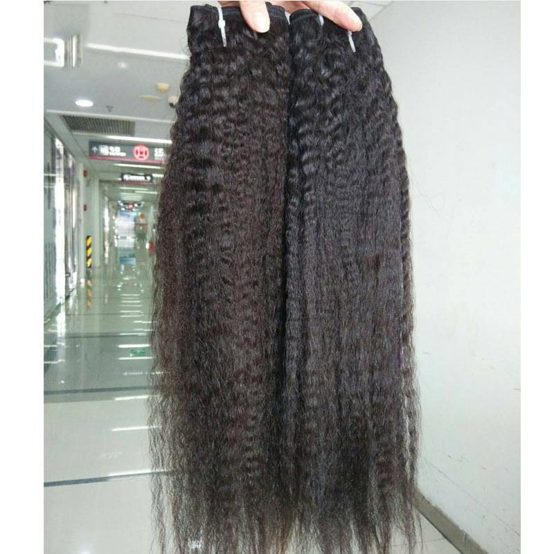 Big Stock Kinky Straight Weave Hair Natural Color Human Hair, Full Cuticle Aligned Kinky Straight Hair Grade 12A Virgin Hair