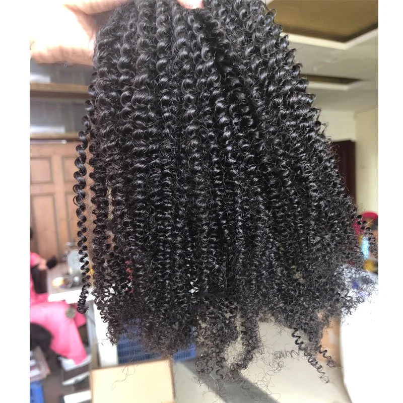 Grade 12A Virgin Hair Extension Kinky Curly Wholesale, Raw Mongolian Kinky Curly Human Hair No Tangle No Shedding