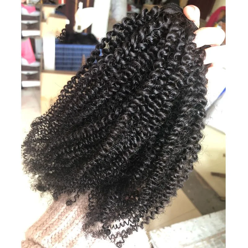 Sale Afro Kinky Human Hair Weave Top Grade Virgin Mongolian 4b4c Kinky Curly Hair Extensions For Black Women