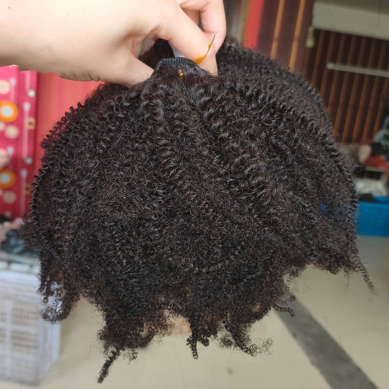 Sale Grade 12A Cuticle Alinged Unprocessed Virgin Afro Kinky Human Hair 4C Mongolian Kinky Curly Hair Weave 8"-24"