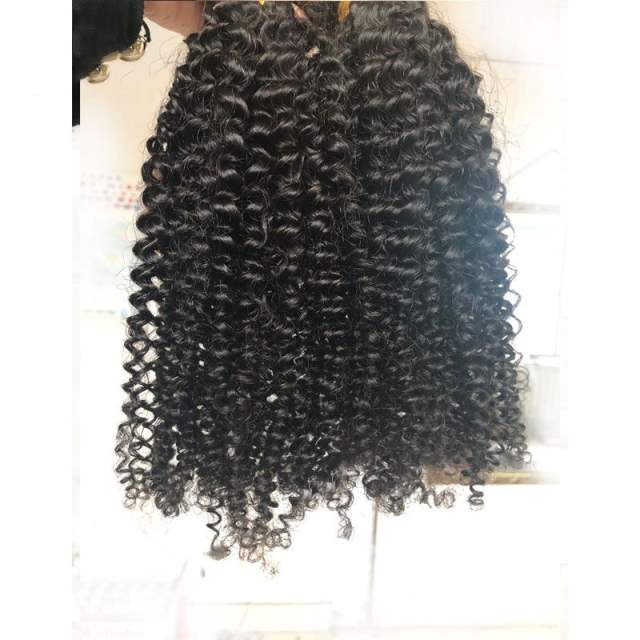 Sale Unprocessed Human Hair Natural Color Can Dyed 12A Best Quality Virgin Mongolian Kinky Curly Human Hair Weaving