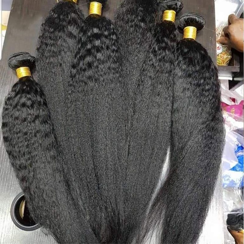 Grade 12A Virgin Mongolian Kinky Straight Human Hair With Lace Frontal Closure With Baby Hair Natural Color 8"-40"