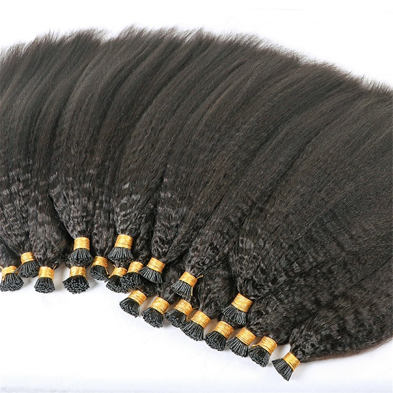 Wholesale Raw Indian Remy Hair I Tip Extensions Afro Kinky Straight 100 Human Hair Micro Links Extensions