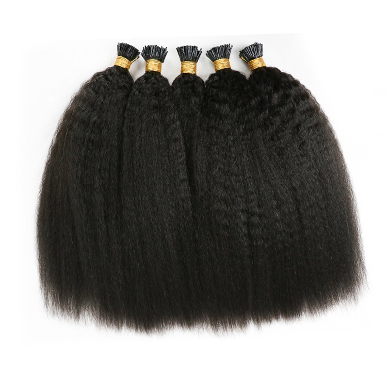 Wholesale Raw Indian Remy Hair I Tip Extensions Afro Kinky Straight 100 Human Hair Micro Links Extensions