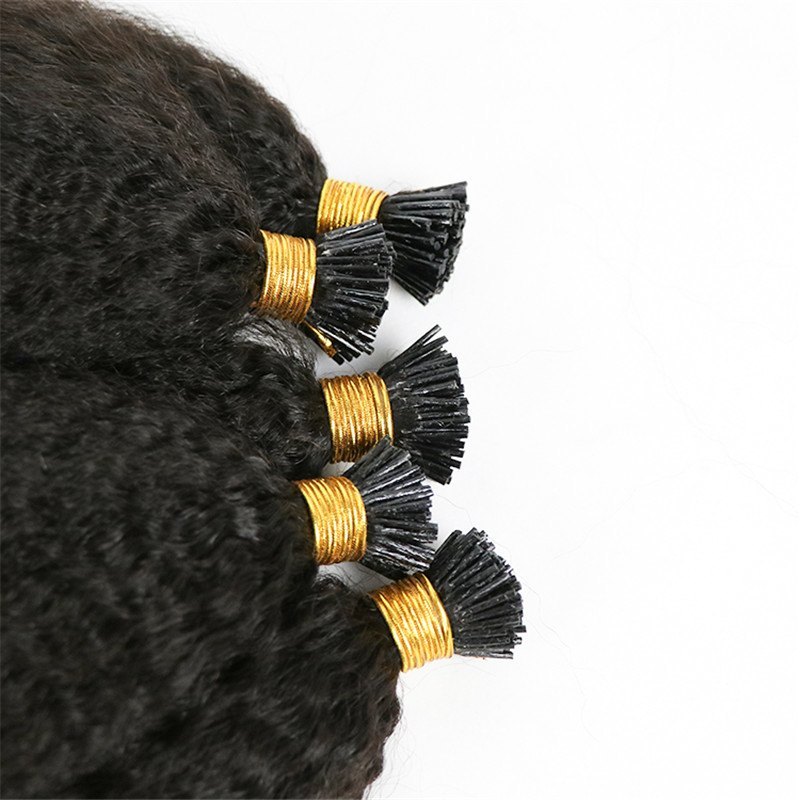 Wholesale Raw Indian Remy Hair I Tip Extensions Afro Kinky Straight 100 Human Hair Micro Links Extensions