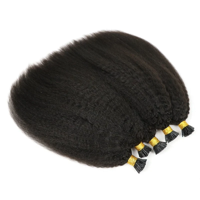 Wholesale Raw Indian Remy Hair I Tip Extensions Afro Kinky Straight 100 Human Hair Micro Links Extensions