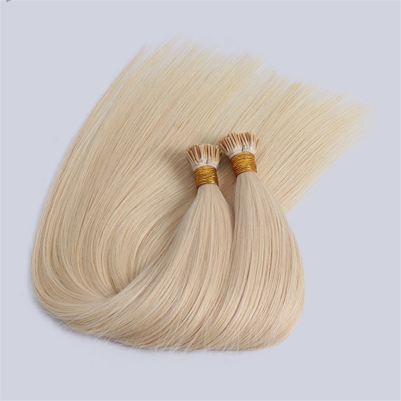 Cuticle Aligned Indian Raw Virgin Human Hair Straight I Tip Hair Extensions For White Woman