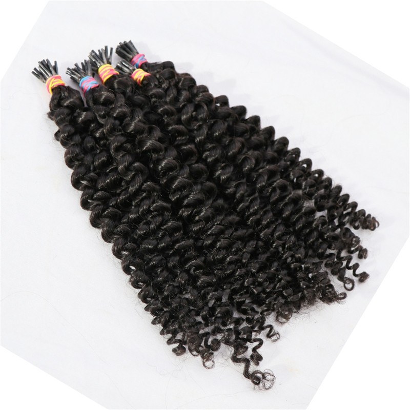 3A3B Kinky Curly Human Hair Wholesale India I Tip Hair Extension