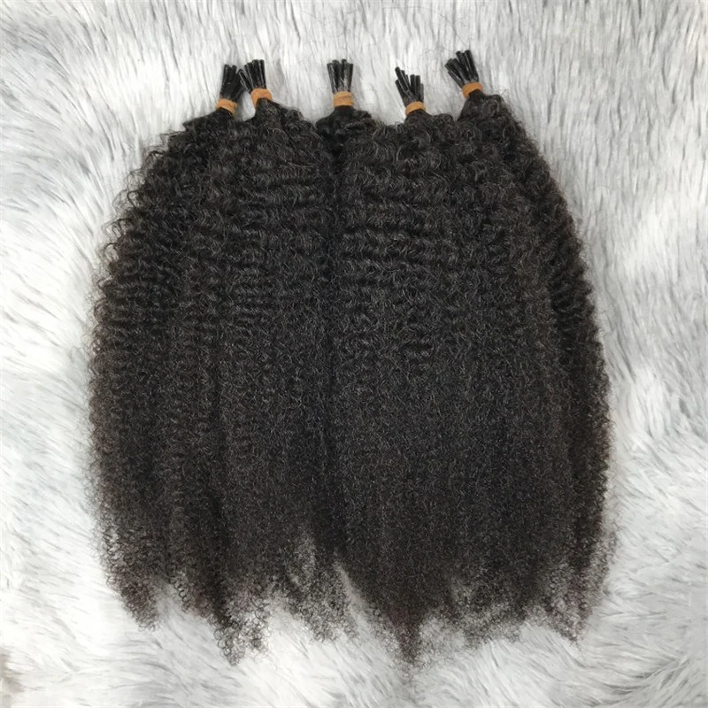 Wholesale Brazilian 4C Curly Human Hair Prebonded I Tip Human Hair Extensions