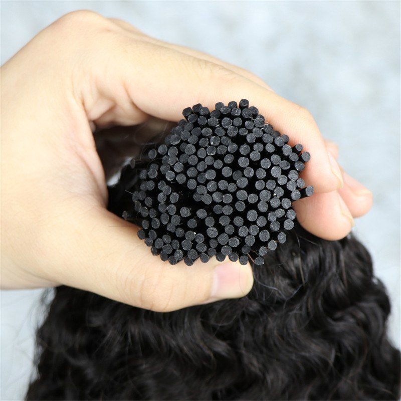 Wholesale Raw Indian Temple Human Hair Micro Links I Tip Kinky Curly Hair Extensions