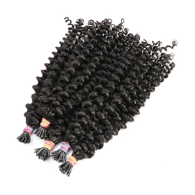 3A3B Kinky Curly Human Hair Wholesale India I Tip Hair Extension