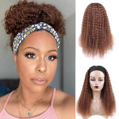 #4 Kinky Curly Headband Human Hair Wigs Full Machine Made Wig None Lace