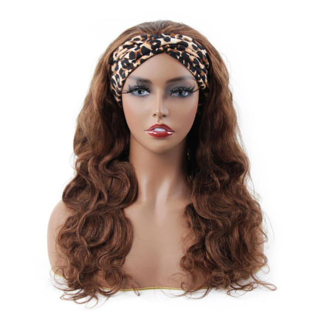 #4 Body Wave Headband Human Hair Wigs Full Machine Made None Lace Wig