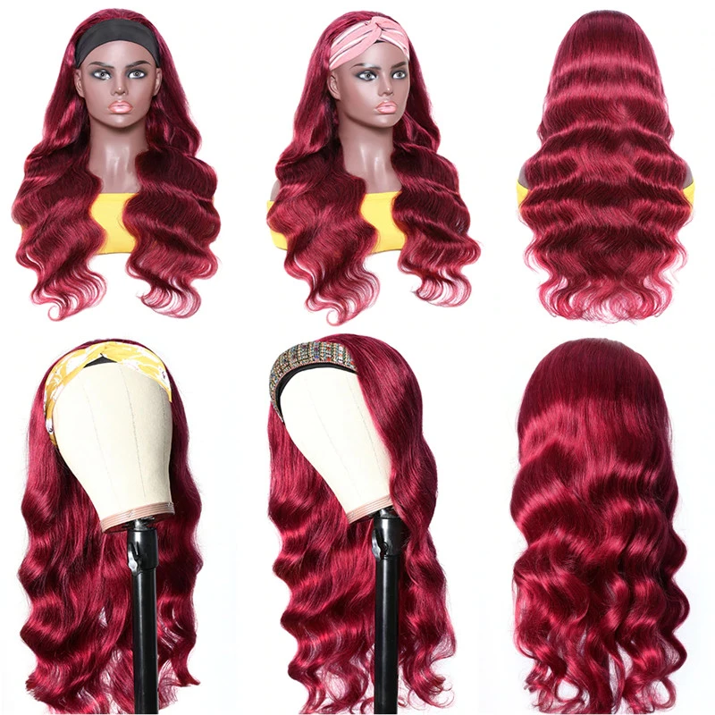 BURG Body Wave Headband Human Hair Wigs Full Machine Made Wig None Lace