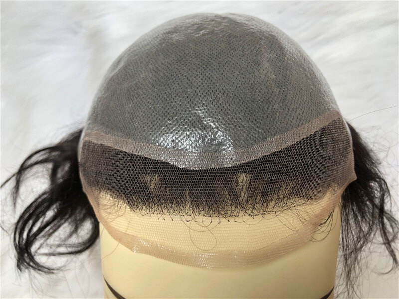 Men'S Toupee Hairpieces Replacement System For Men PU Base With Frontal Swiss Lace Net 100% European Remy Human Hair 10x8 inch