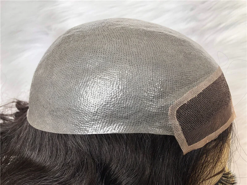 Men'S Toupee Hairpieces Replacement System For Men PU Base With Frontal Swiss Lace Net 100% European Remy Human Hair 10x8 inch