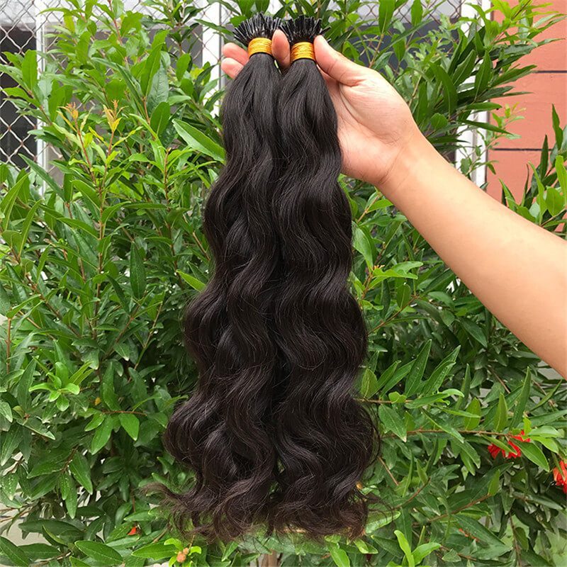 Raw Burmese Remy Cuticle Aligned Real Natural Wave 20Inch Pre Bonded Factory I Tip Hair Extension