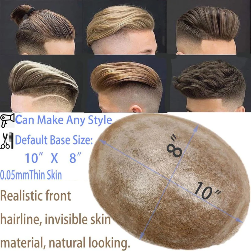 Eseewigs Whole PU Base 4# Brown Toupee for Men Durable Thin Skin Brazilian Remy Human Hair 10x8 inch Straight Hair Replacement