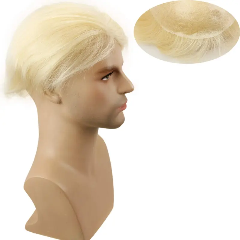 21# Blonde Mens Hair Replacement System Toupee Whole Full PU Base 10x8 Natural Straight Brazilian Remy Human Hair Piece