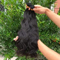 Raw Burmese Remy Cuticle Aligned Real Natural Wave 20Inch Pre Bonded Factory I Tip Hair Extension